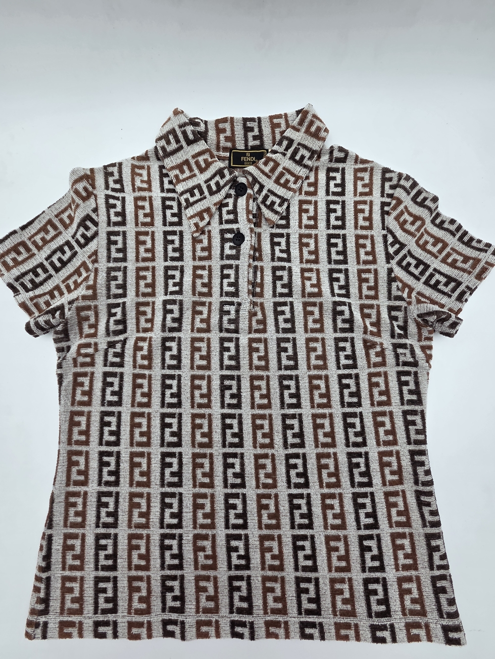 FENDI Zucca polo shirt size:44 Short sleeve shirt brown - Picture 1 of 9